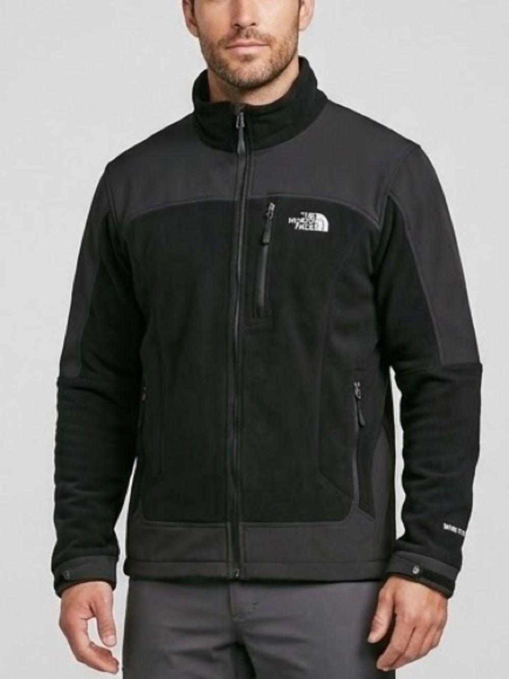 North Face Windstopper Full Zip Hybrid Jacket Black Windproof Mens Large